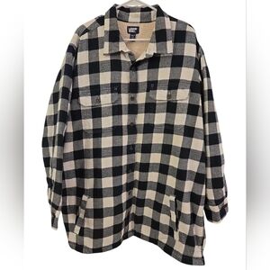 LANDS' END BLACK AND WHITE BUFFALO CHECK FLEECE LINED SHIRT/ SHACKET. SZ 2XLT.
